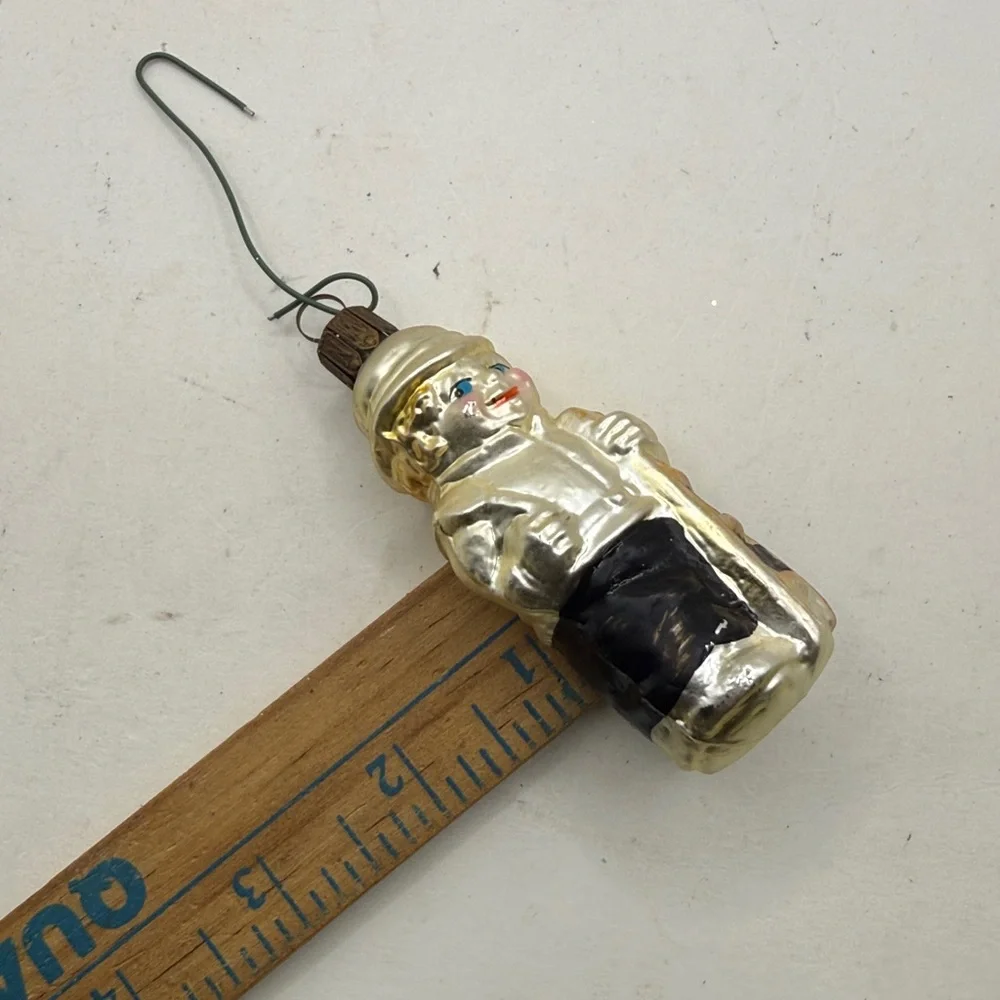 Vintage Chimney Sweep Glass Christmas Ornament Collectible Decor